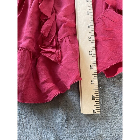 IRO Mini Dress Womens Small Red Long Sleeves Ruffle Silk Belted Romantic NWOT - Picture 11 of 13
